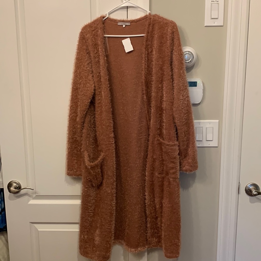 NEW!!! Pink fuzzy trendy cardigan .